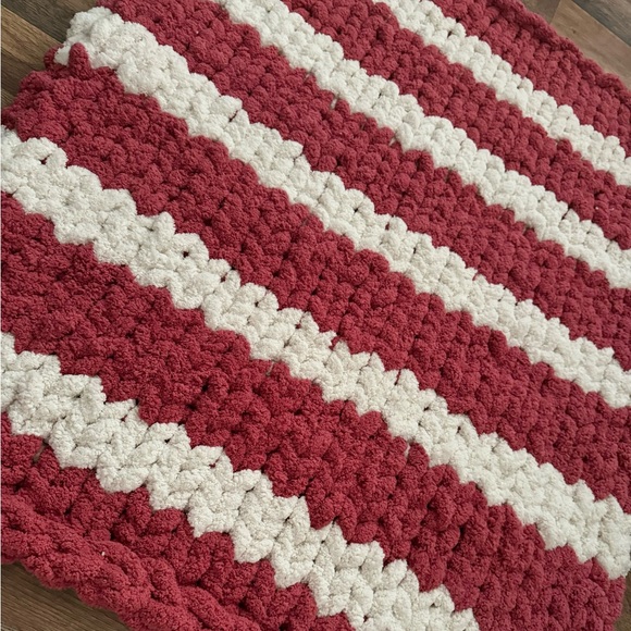 Other - Never Used Handmade Chunky Baby Blanket Mulberry and Ivory Baby Shower Gift